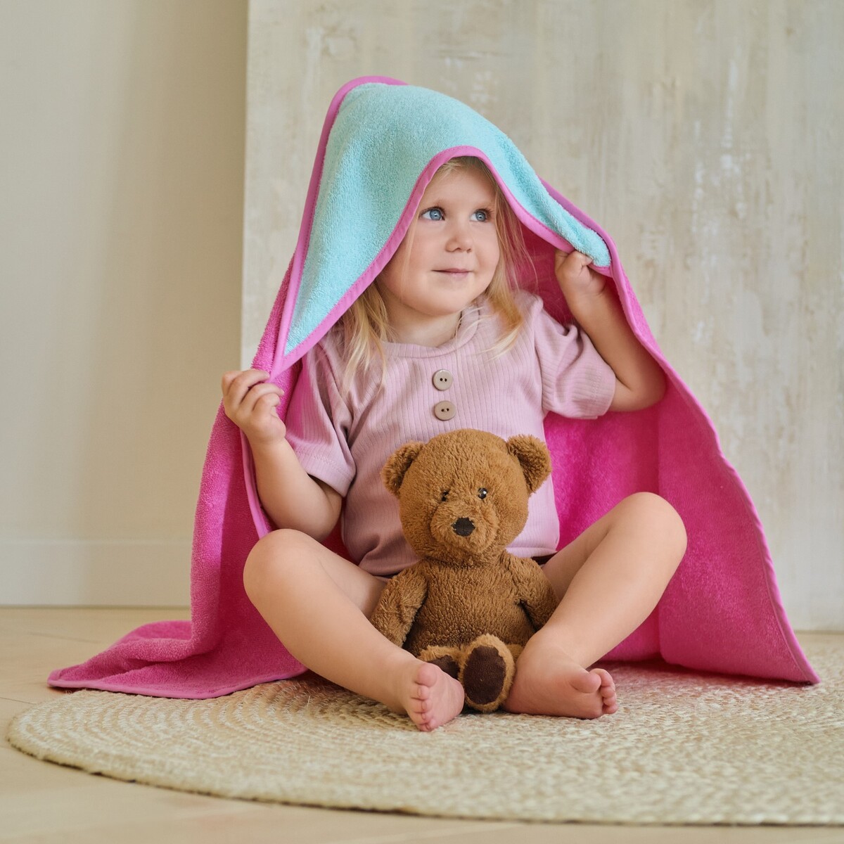 Полотенце уголок махровое полотенца для новорожденных крошка я махровое 85х85 см розовый 100% хлопок 340 г м2