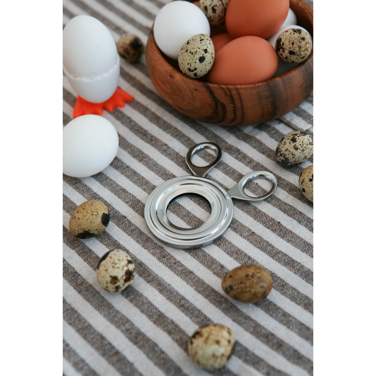 Ножницы для яиц доляна, 10×8×0,7 см, диаметр отверстия 3,3 см, нержавеющая сталь ножницы кухонные доляна помощник 20 см с открывалкой для бутылки чёрный