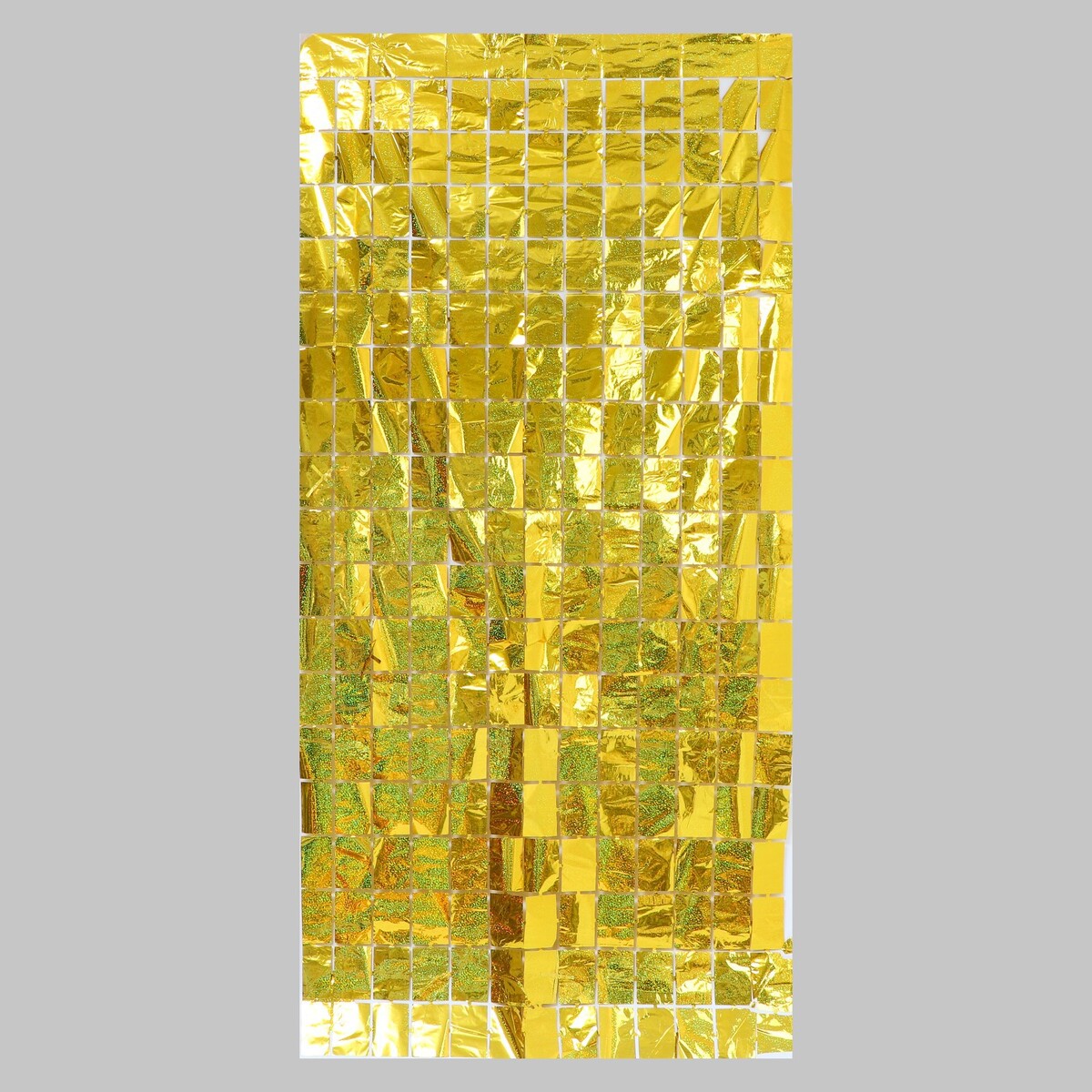 Праздничный занавес голография 100*200 см., цвет золотой пайетки на нити голография 6 мм 91 ± 1 м золотой