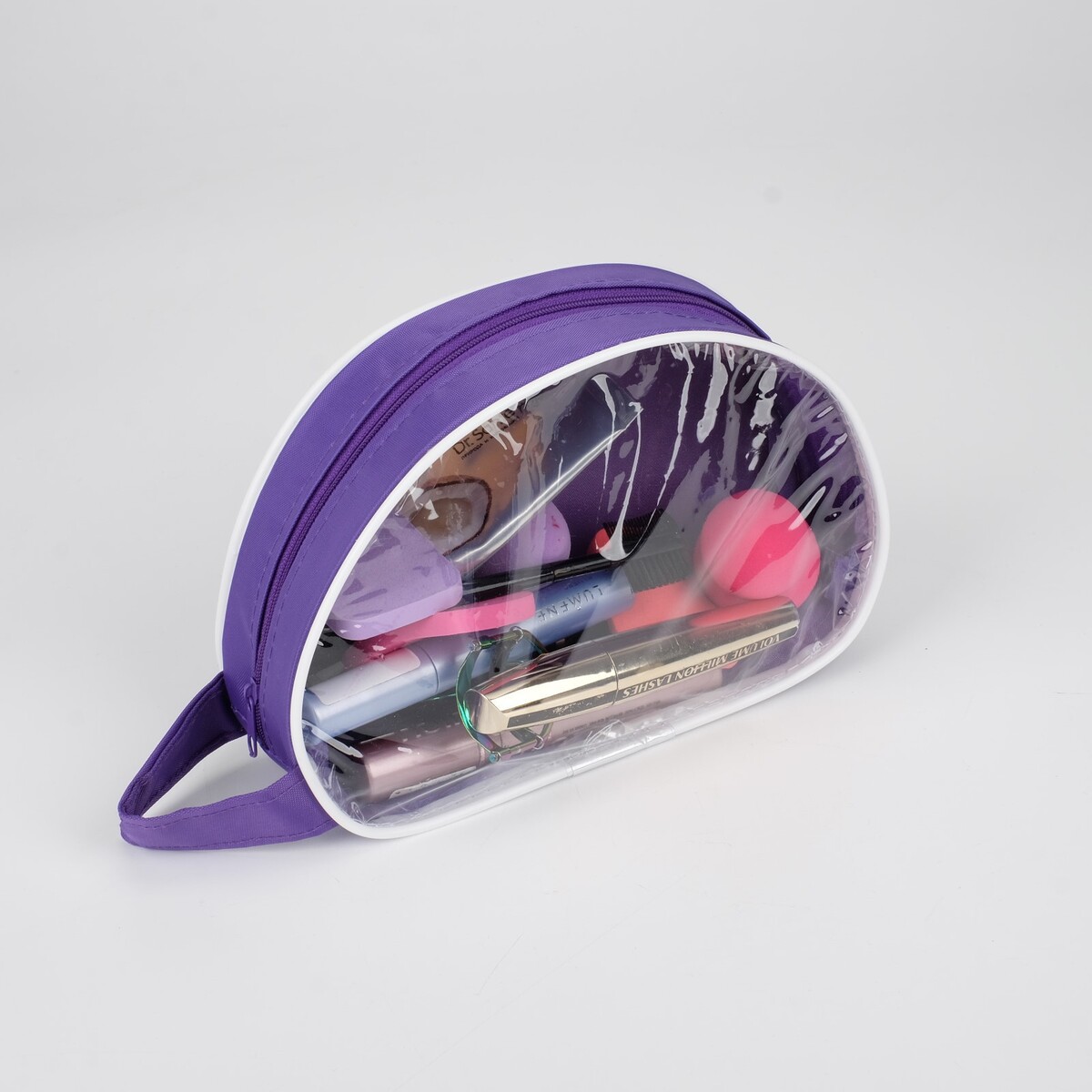 фото Косметичка на молнии, с ручкой, цвет фиолетовый no brand