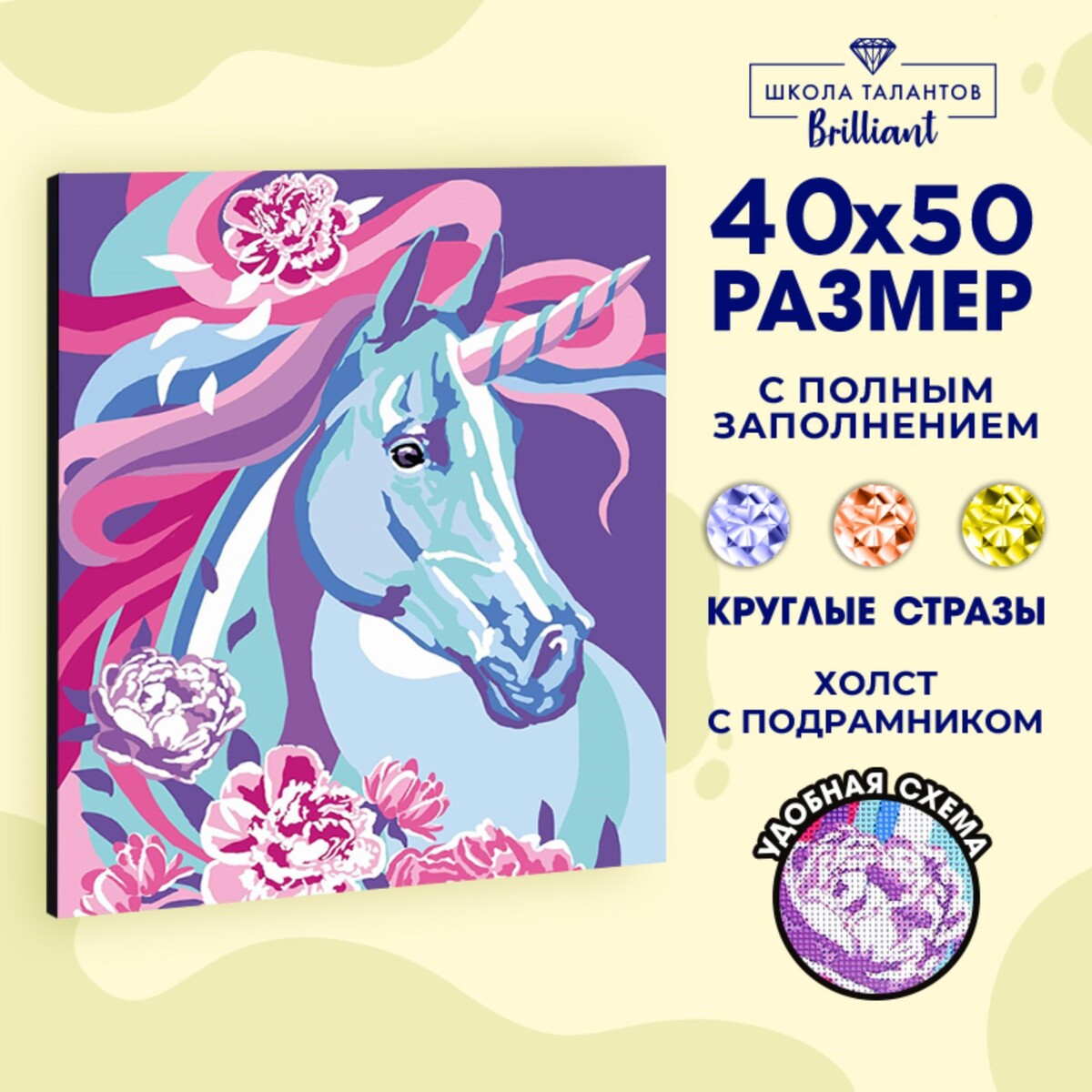 

Алмазная мозаика на подрамнике с полным заполнением, Разноцветный