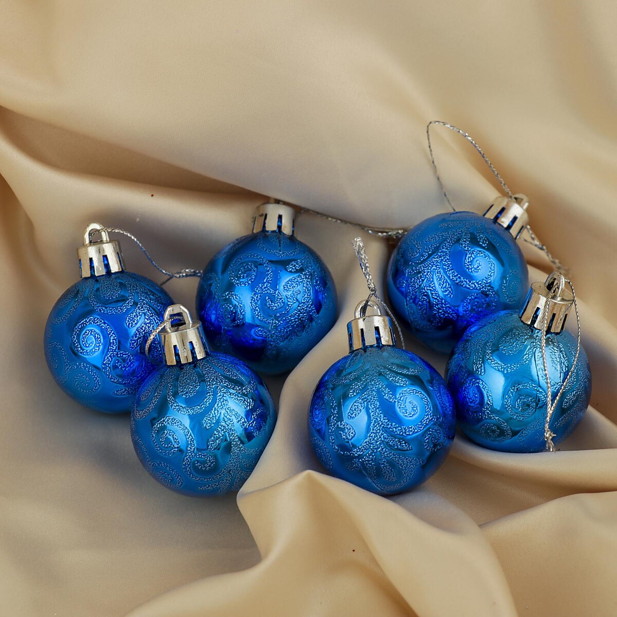 Синие шары на елку. Набор шаров пластик d-4 см, 6 шт "морозная зима" синий. Синие елочные шары. Елочные игрушки синие.