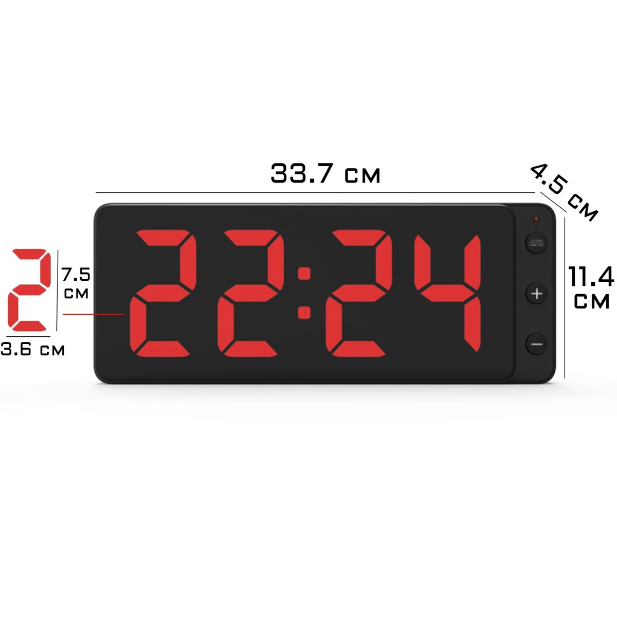 Часы электронные настенные, с будильником, 33.7 х 11.4 х 4.5 см, красные цифры часы электронные настенные настольные с будильником 2400 мач 3 5 х 7 х 26 5 см