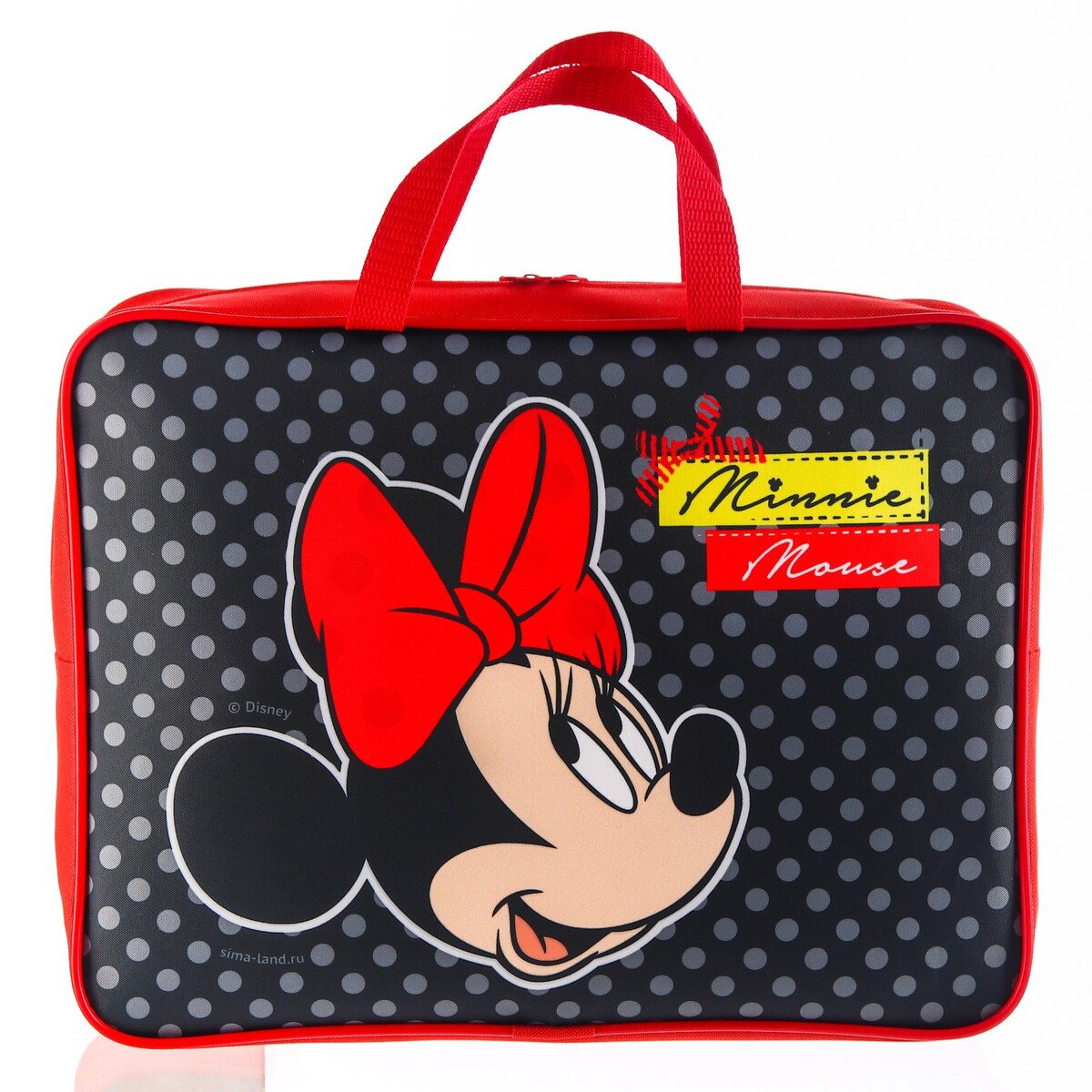 

Папка с ручками а4, 35×27 см, текстиль, минни маус, Красный;черный