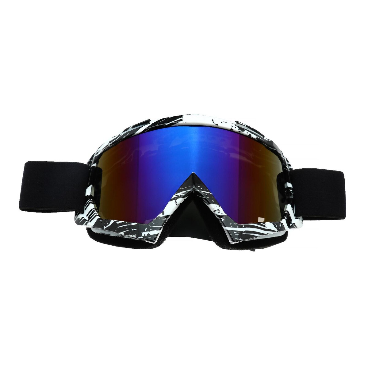Очки-маска для езды на мототехнике, стекло сине-фиолетовый хамелеон, черно-белые, ом-18 очки маска для езды на мототехнике стекло золотой хром бело красно черные ом 10