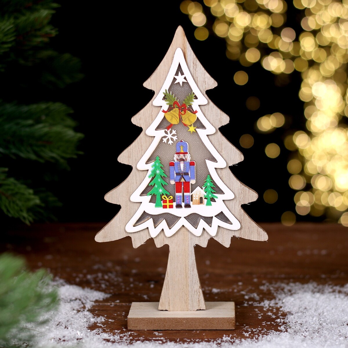 Новогодний декор с подсветкой новогодний декор ёлка в красном е с блестками 8 × 8 × 30 см