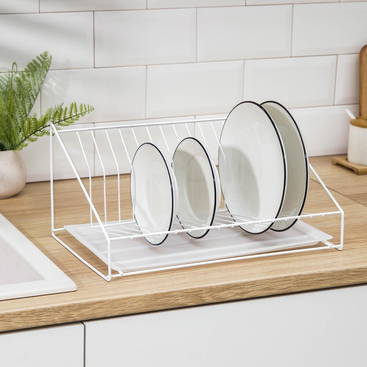 Сушилка для посуды с поддоном, 38×17,5×23,5 см, цвет белый сушилка для посуды с поддоном 38×24×37 см белый