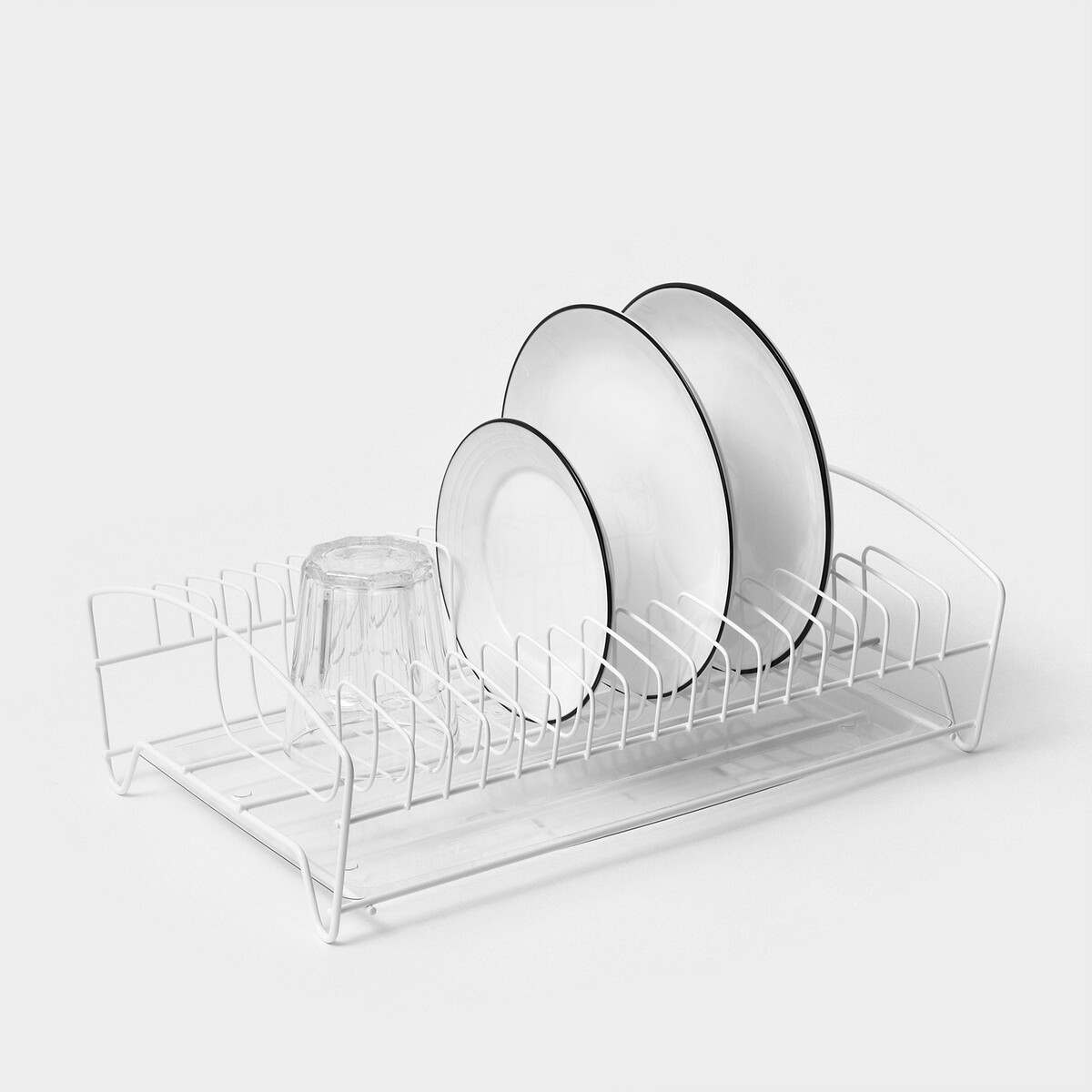 Сушилка для посуды с поддоном, 39×25×12 см, цвет белый сушилка для посуды с поддоном 39х30х25 5 см оцинкованная разборная юнитрейд тнп 6 2