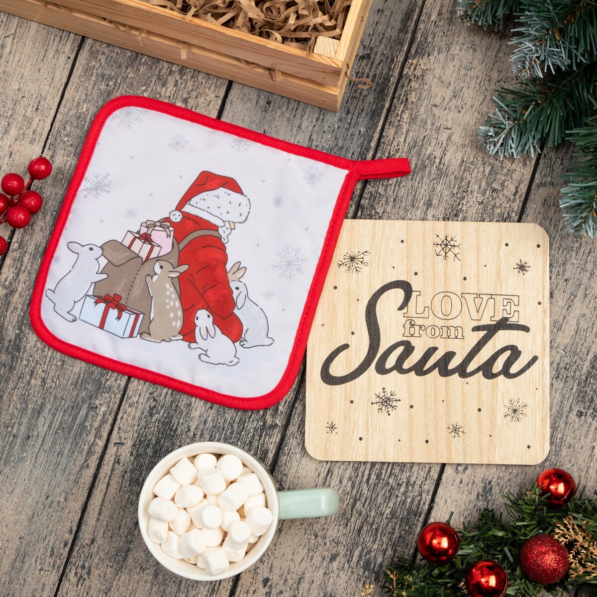 

Набор кухонный подставка прихватка, Бежевый;красный