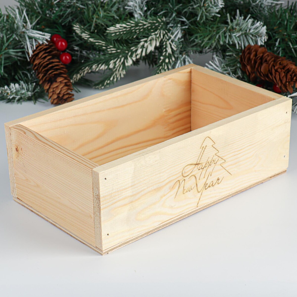

Кашпо деревянное 24.5×14×8 см, Бежевый