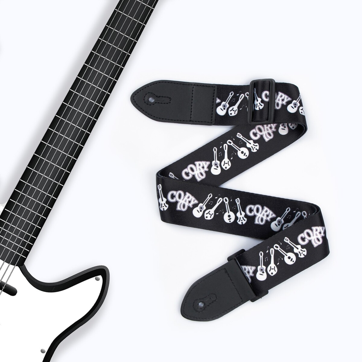 Ремень для гитары, черный, инструменты, длина 60-117 см, ширина 5 см ремень для акустической гитары под два держателя