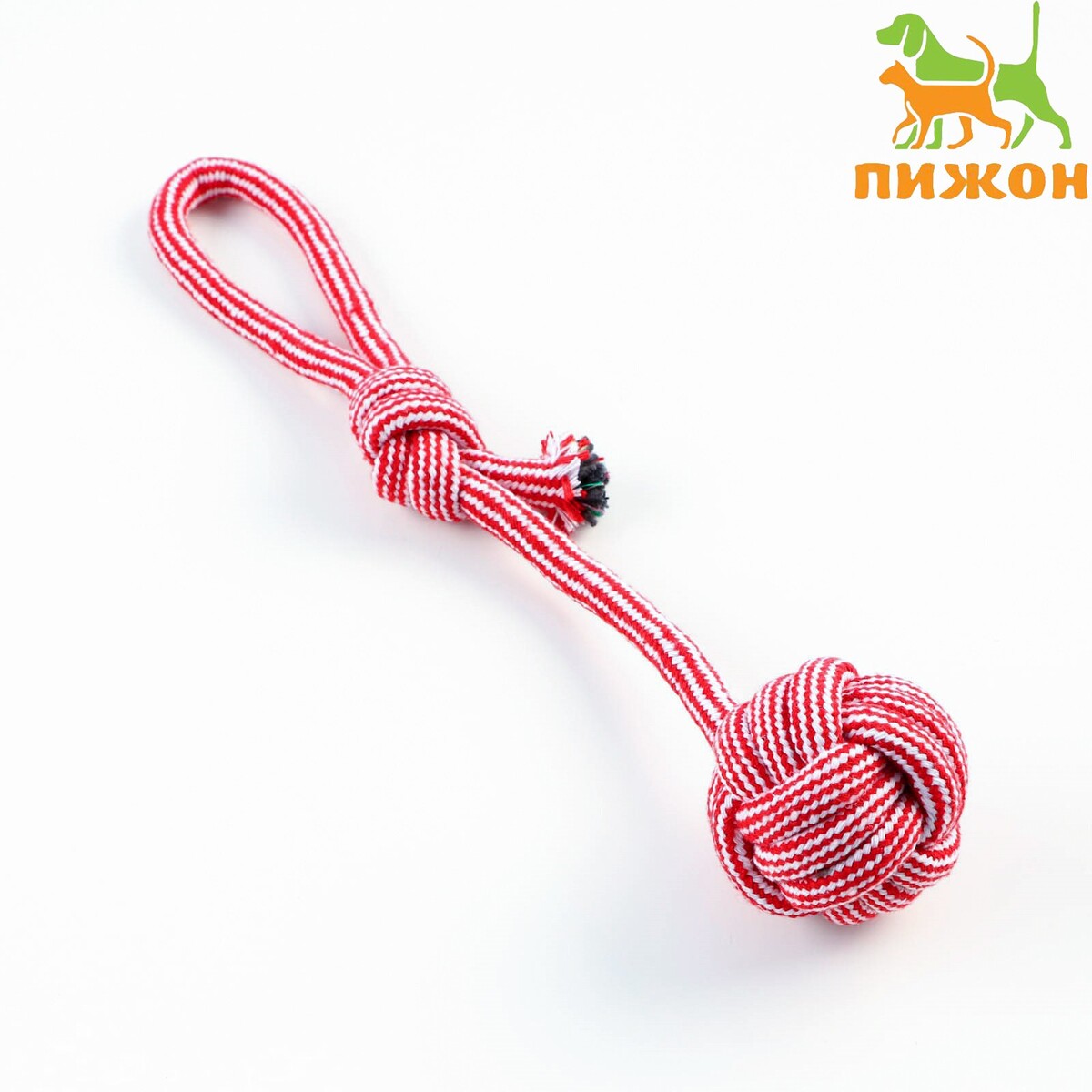 Игрушка-дразнилка для собак с шариком из каната, до 85 г, до 38 см, красная/белая перчатка kamui quickdry красная