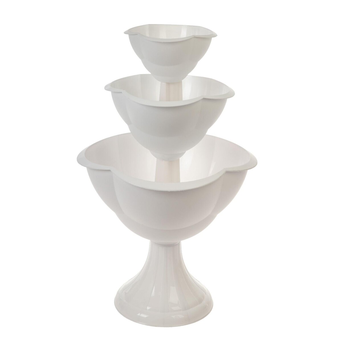 Клумба пластиковая, 3 яруса, d = 27–40–55 см, h = 90 см, белая, ваза для фруктов 3 яруса керамика 15х20х25 см y4 6549 белая