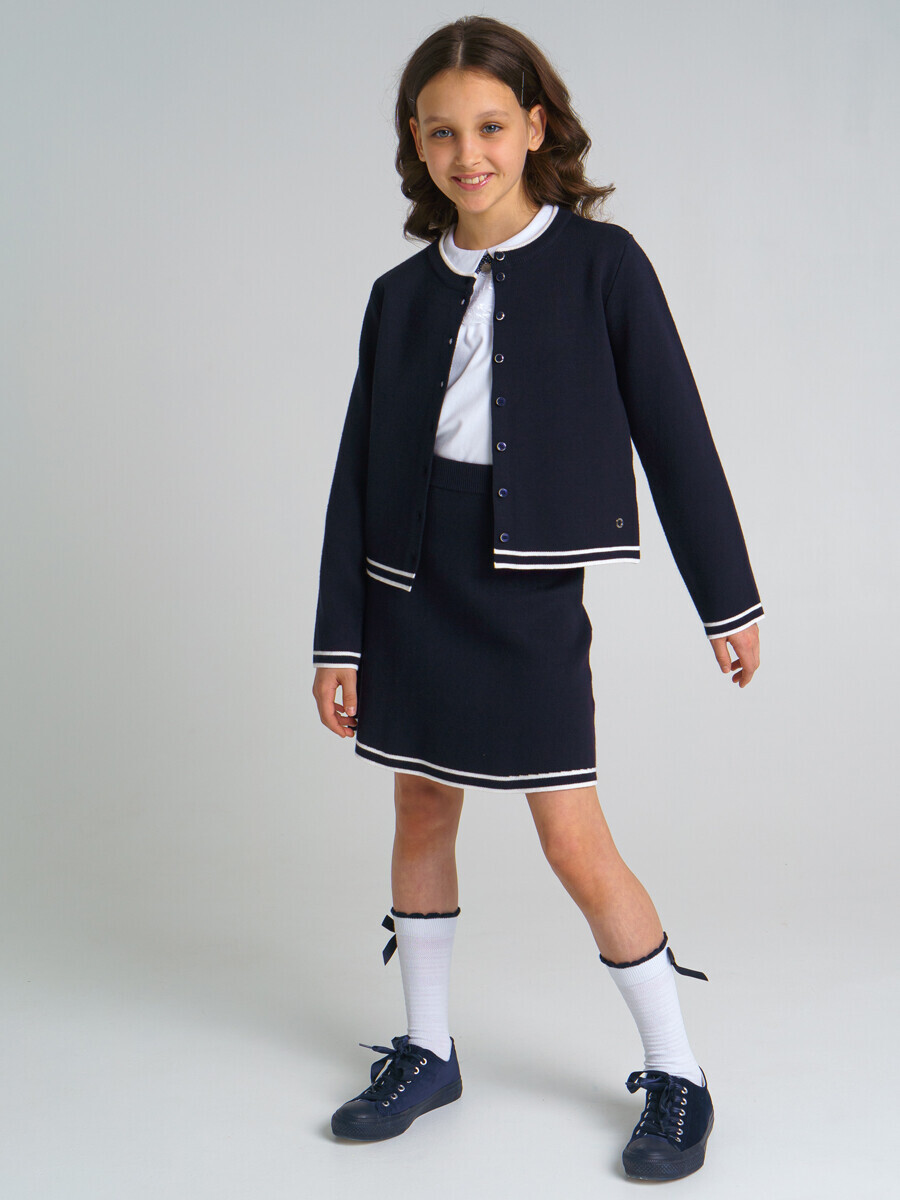 Комплект кардиган юбка вязаного playtoday комплект для девочки кардиган и юбка 22127072
