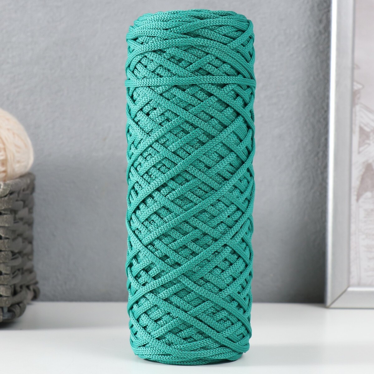 Шнур для вязания 100% полиэфир, ширина 3 мм 100м (изумруд) No brand, цвет зеленый 01155634 - фото 5