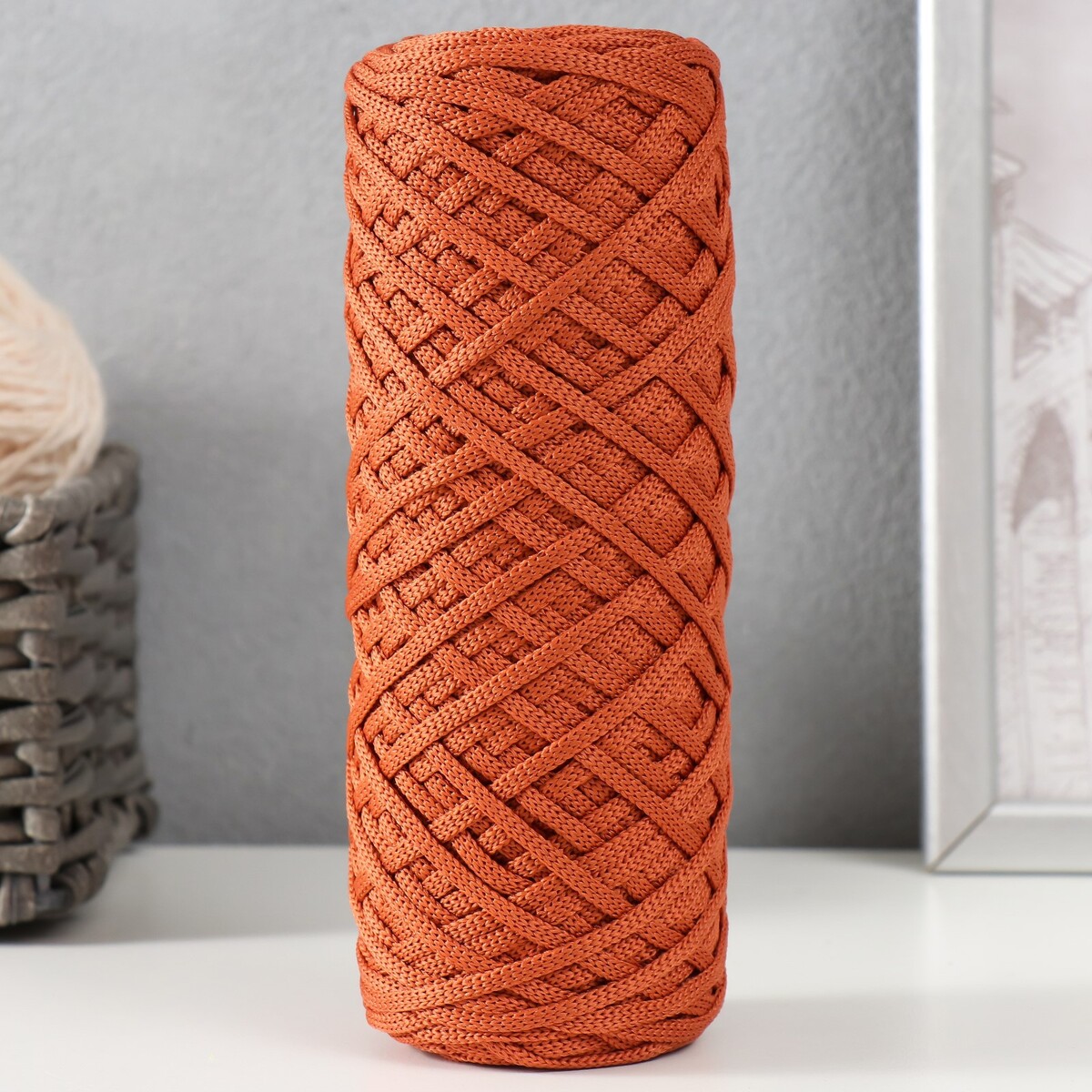 Шнур для вязания 100% полиэфир, ширина 3 мм 100м (терракот) шнур для вязания 100% полиэфир ширина 3 мм 100м розовый