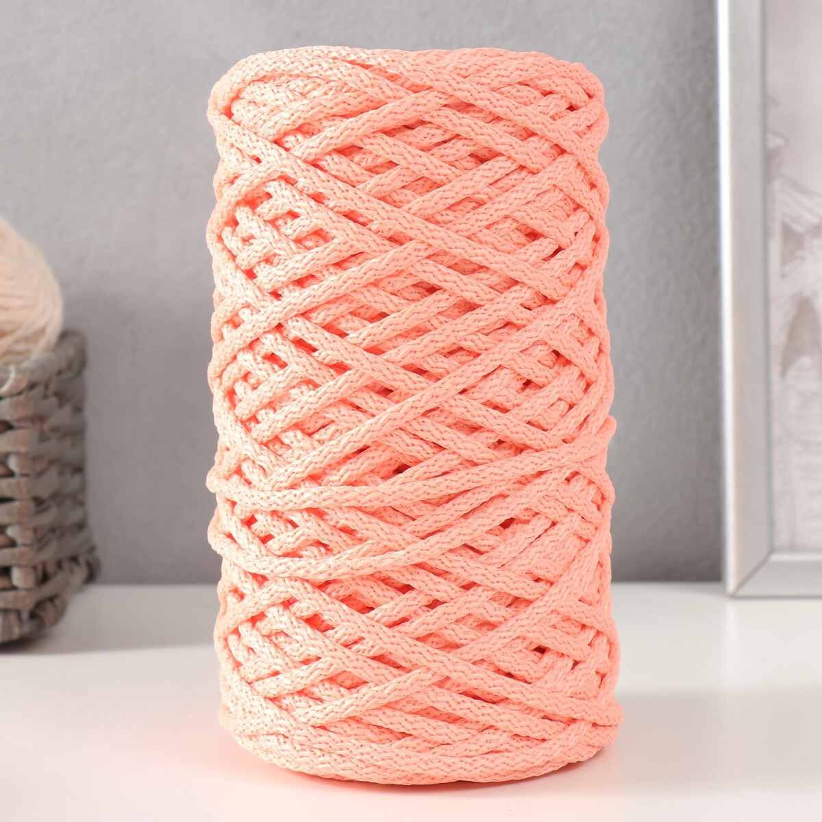 Шнур для вязания 100% полиэфир, ширина 5 мм 100м (розовый) шнур для вязания 100% полиэфир ширина 3 мм 100м