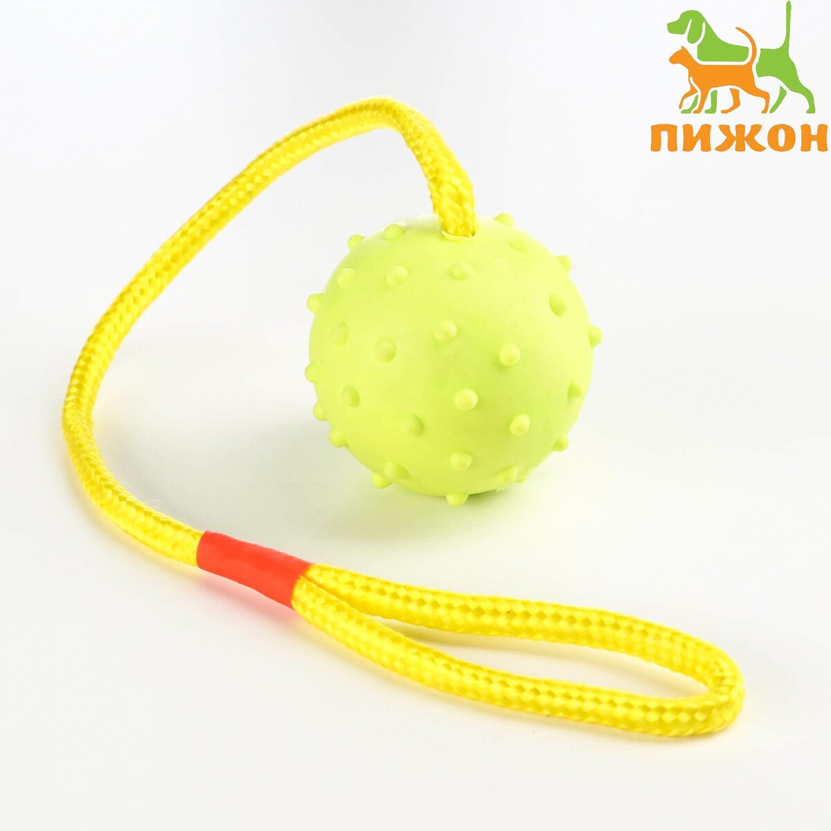 Игрушка мяч на веревке, 6 см, салатовая игрушка кольцо плавающее большое зооник 24 5 см пластикат салатовая