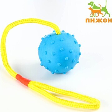 Игрушка мяч на веревке, 6 см, синяя