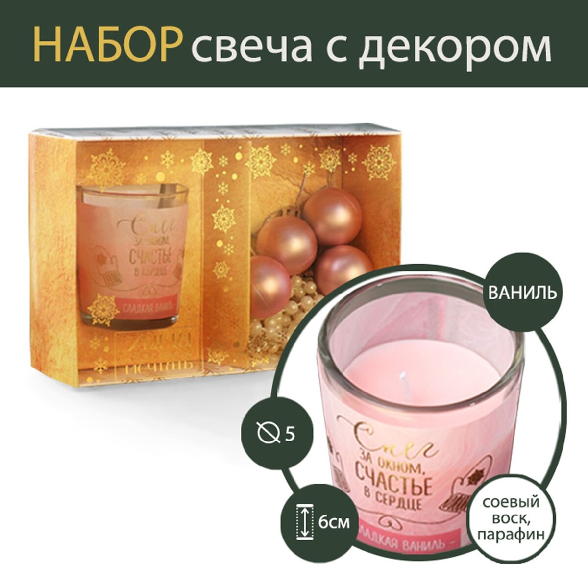 

Набор свеча с декором