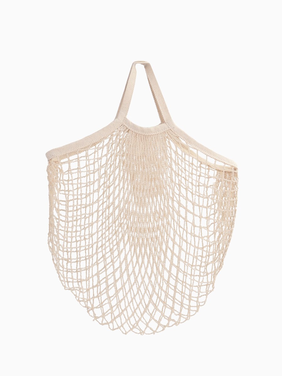 

Сумка-авоська плетеная, клетка 1.5 см, бежевая, Бежевый