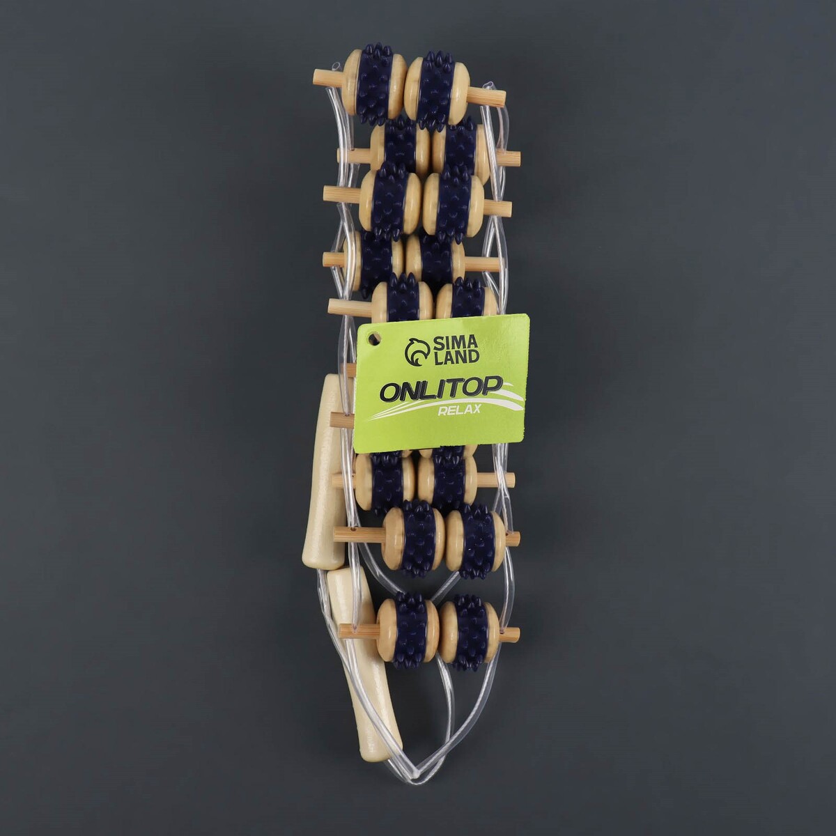 фото Массажер-лента для спины, 10 звеньев, деревянный, с шипами, 92 × 7,5 × 3 см onlitop