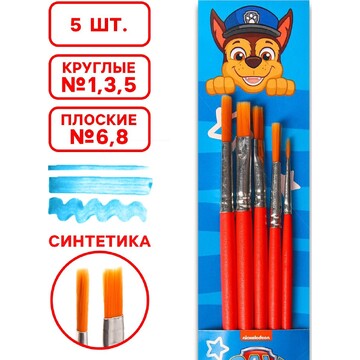Набор кистей синтетика 5шт (кр №1,3,5; п