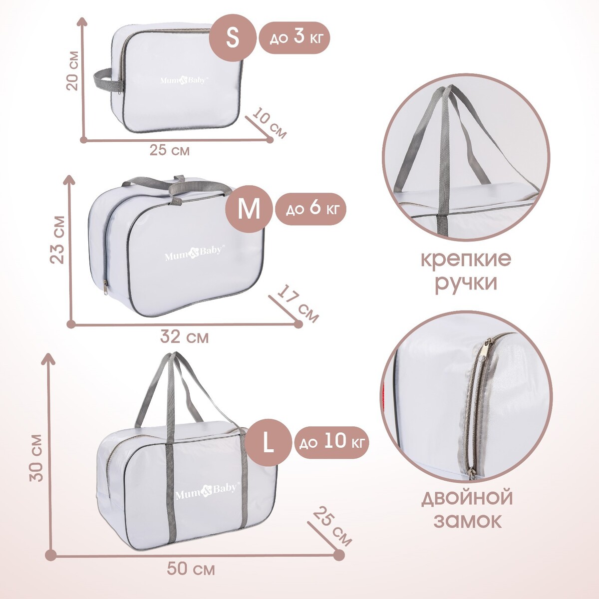 фото Набор сумок для роддома, комплект 3 в 1 №1, пвх mum&baby