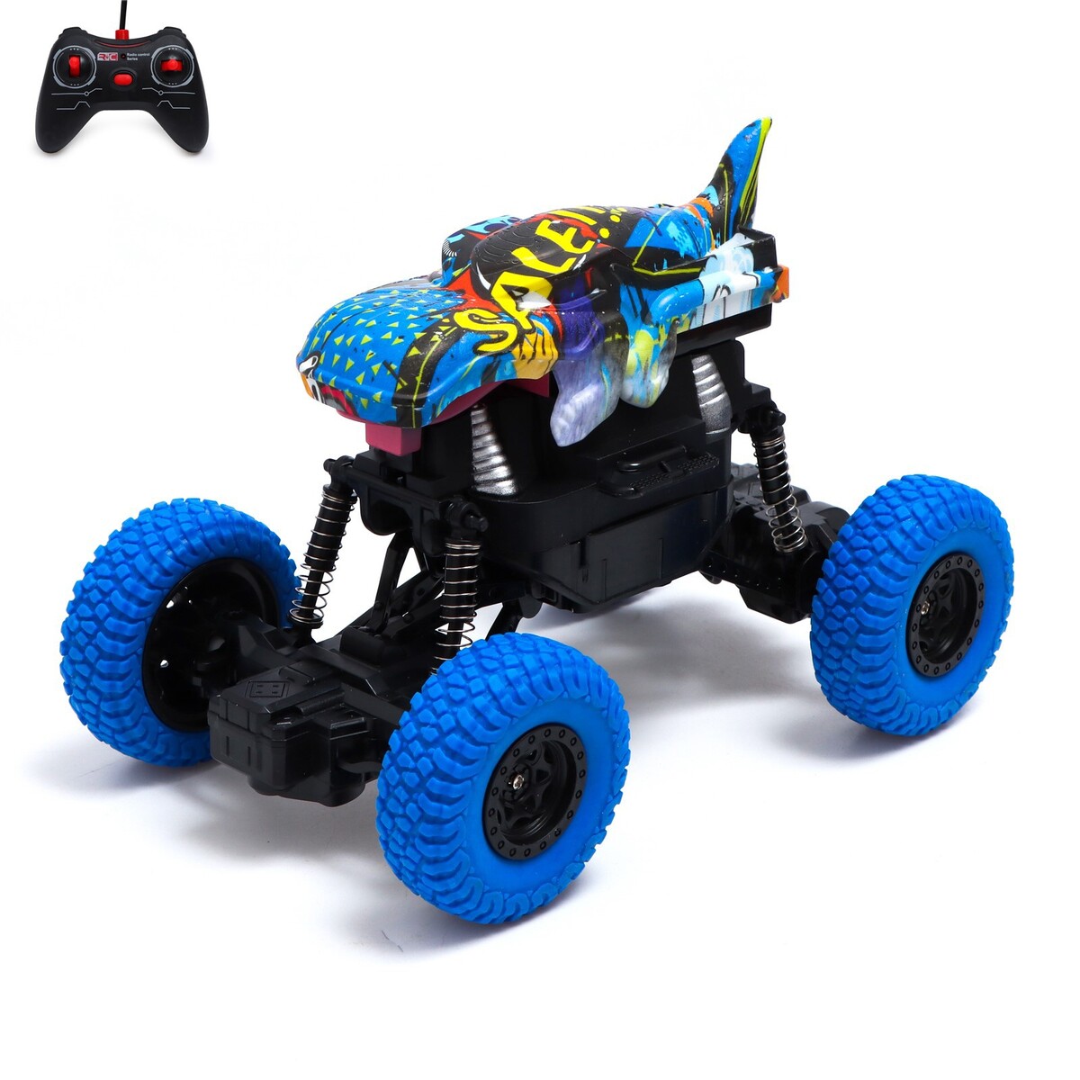 Джип радиоуправляемый dino, 1:20, работает от аккумулятора, цвет синий игрушка автомобиль полесье легковой инерционный синий размер35x15x11см