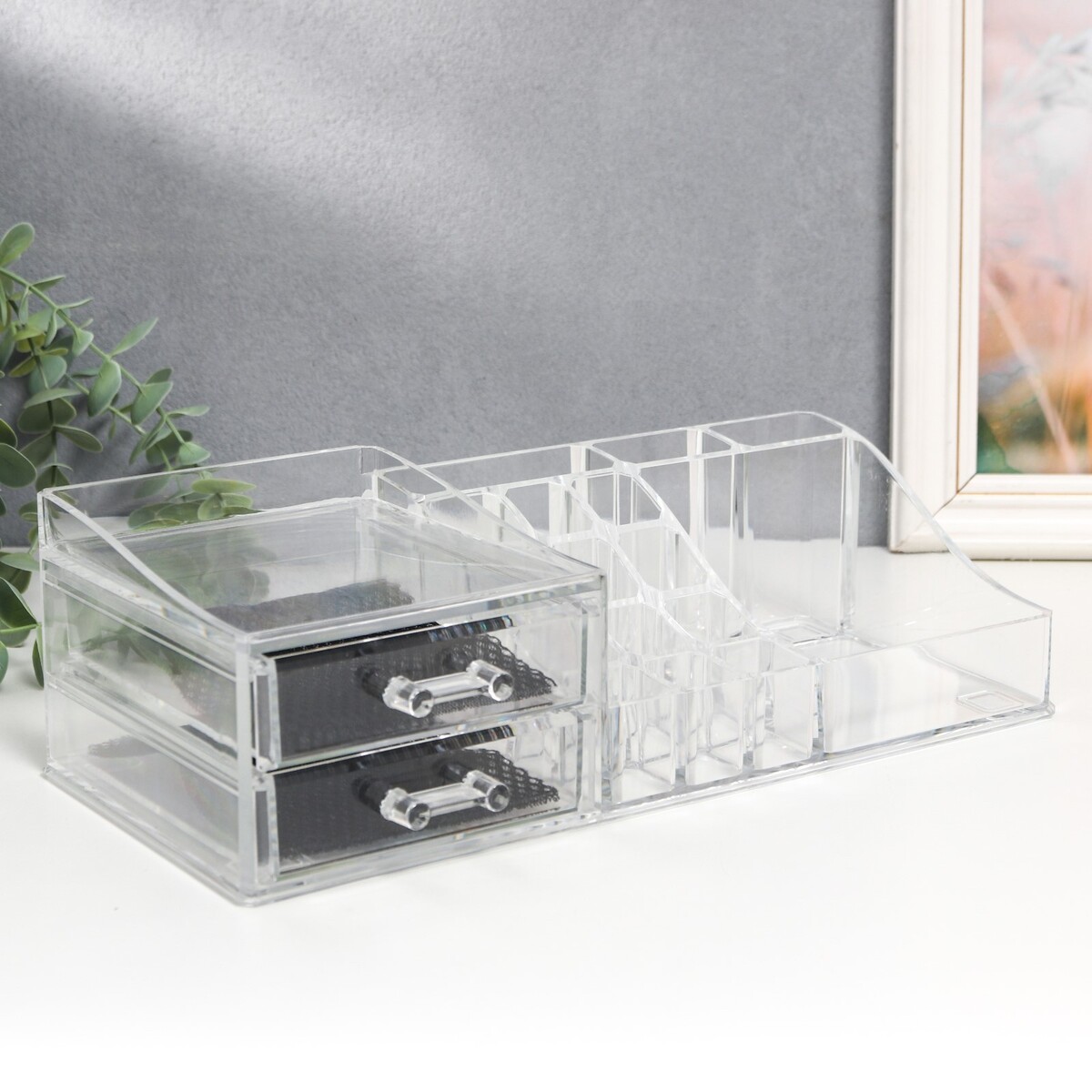 Шкатулка-органайзер пластик 2 ящика прозрачная 9х15х30,5 см органайзер для косметики 20 5х10х8 5 см пластик y4 7846 белый