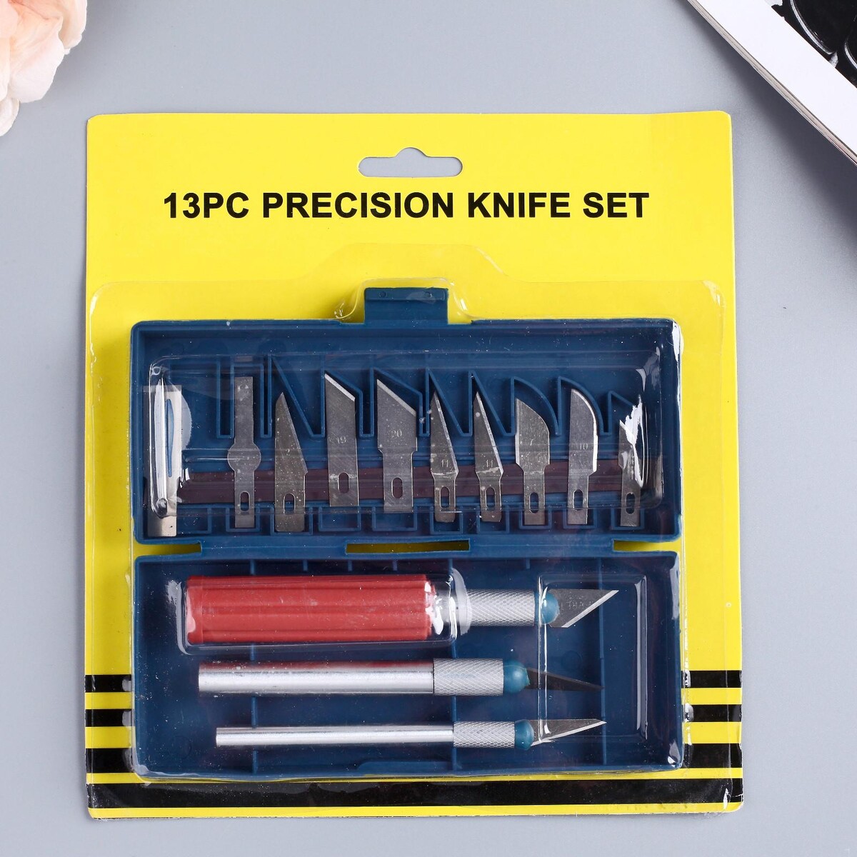Инструмент для творчества набор 3 ножа + 10 лезвий пластик, металл 2,5х23х19,5 см No brand