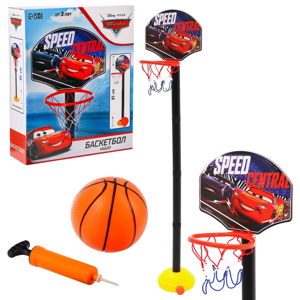 Баскетбольная стойка, 85 см, тачки disney баскетбольная стойка playsmart hoops game 146 195 см