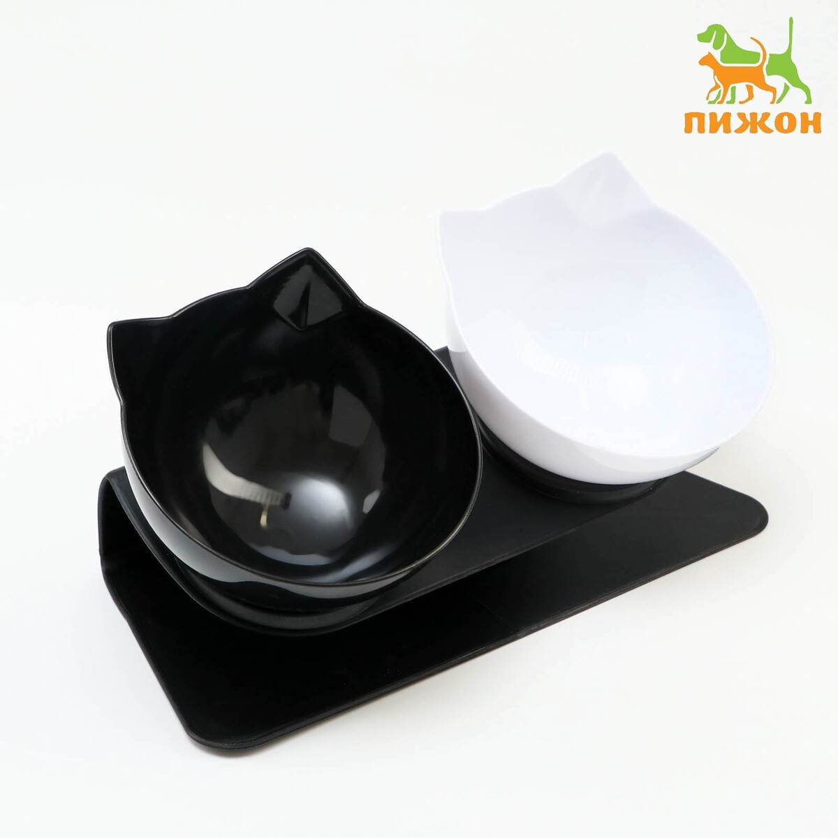 Миски пластиковые на черной подставке 27,5 х 14 х 15 см черная/белая форма для выпечки на подставке tognana starbamboo 14 х 14 см белый