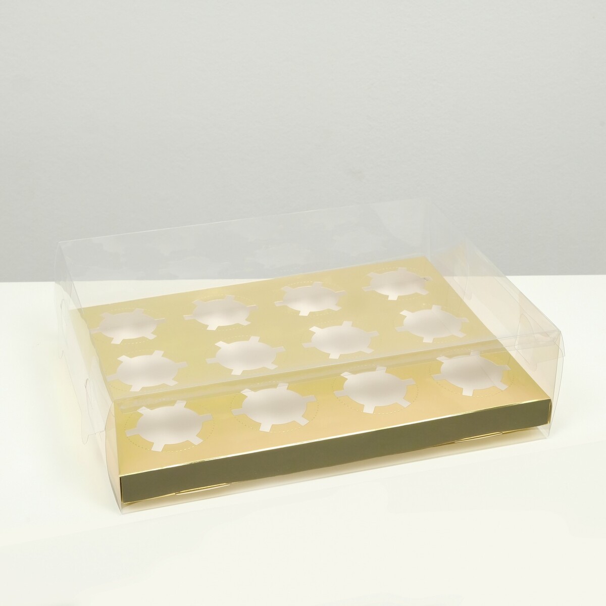 Коробка на 12 капкейков, золото, 34,7 × 26,3 × 10 см
