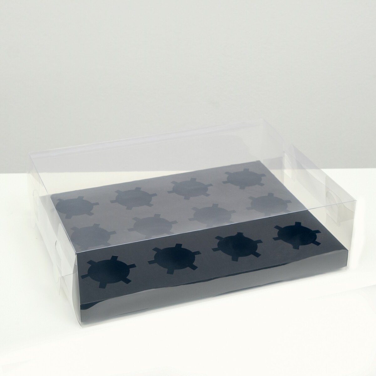 Коробка на 12 капкейков, черная, 34,7 × 26,3 × 10 см коробка под 6 капкейков