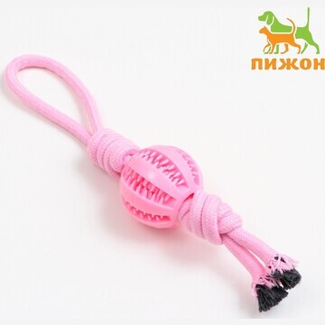 Игрушка канатная плетеная с мячом, до 35