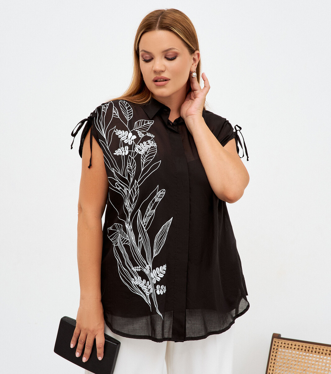 Комплект женский (туника, блузка) PANDA, размер 48, цвет черный 01182633 - фото 2