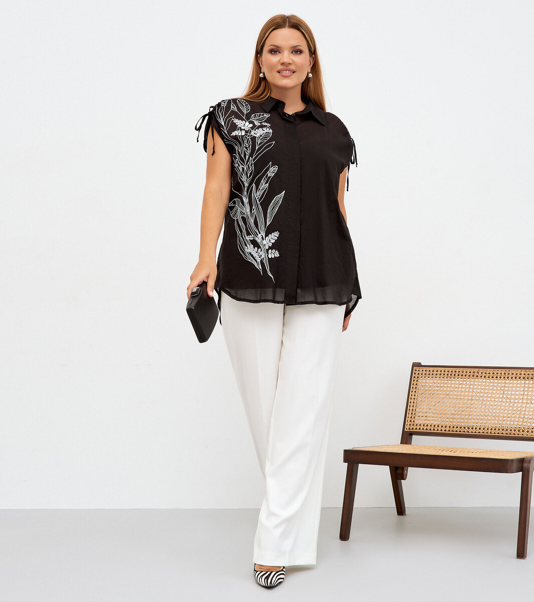 Комплект женский (туника, блузка) PANDA, размер 48, цвет черный 01182633 - фото 1