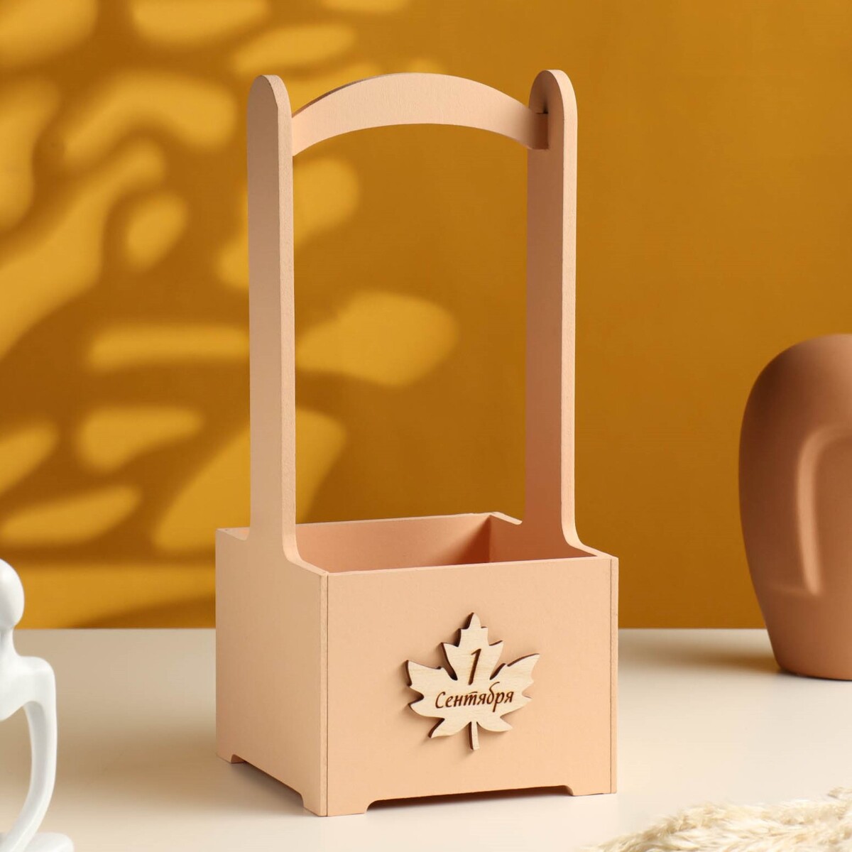 

Ящик - кашпо деревянный 13,5х13,5х30, Розовый