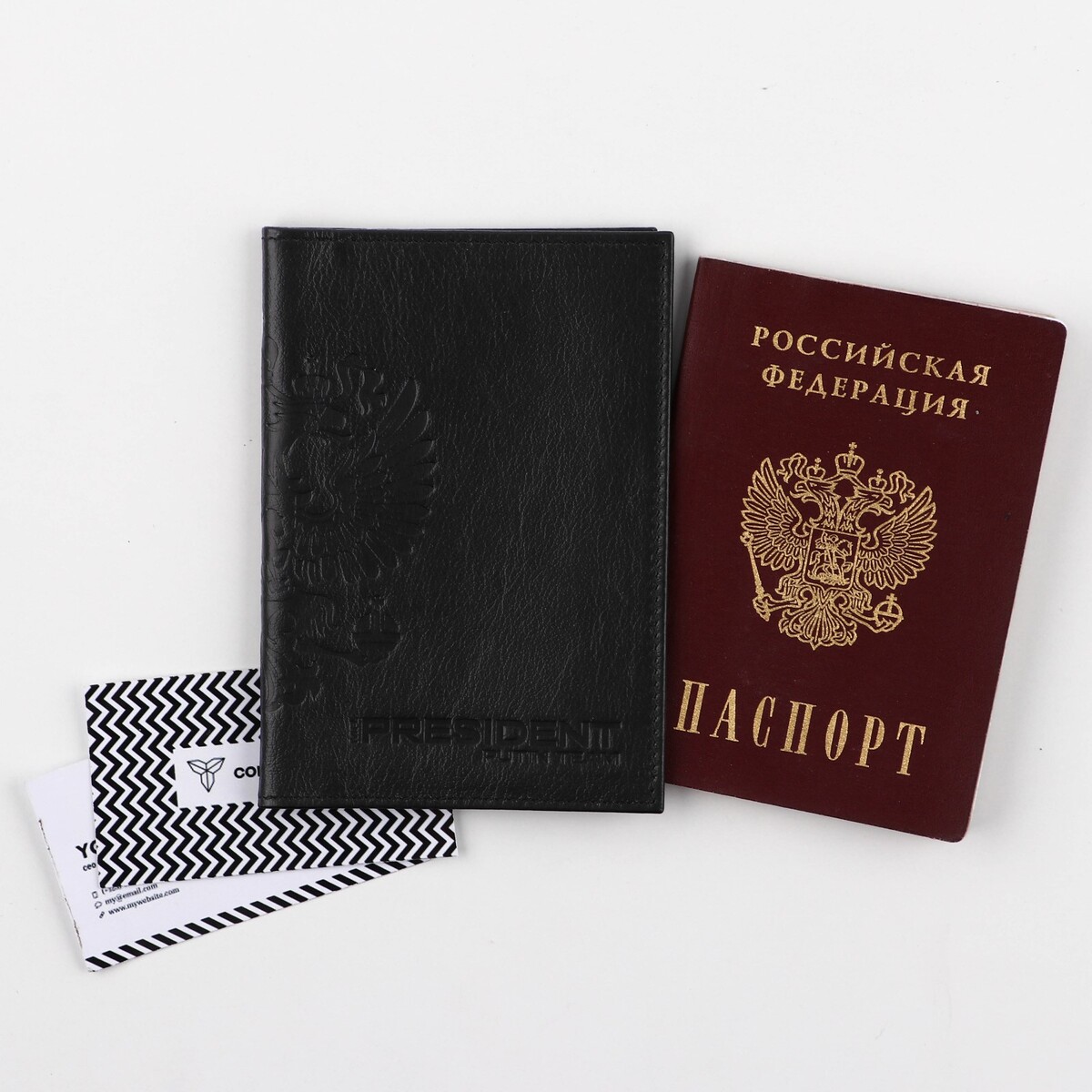 Обложка для паспорта 5131 russia, цвет черный, натуральная кожа