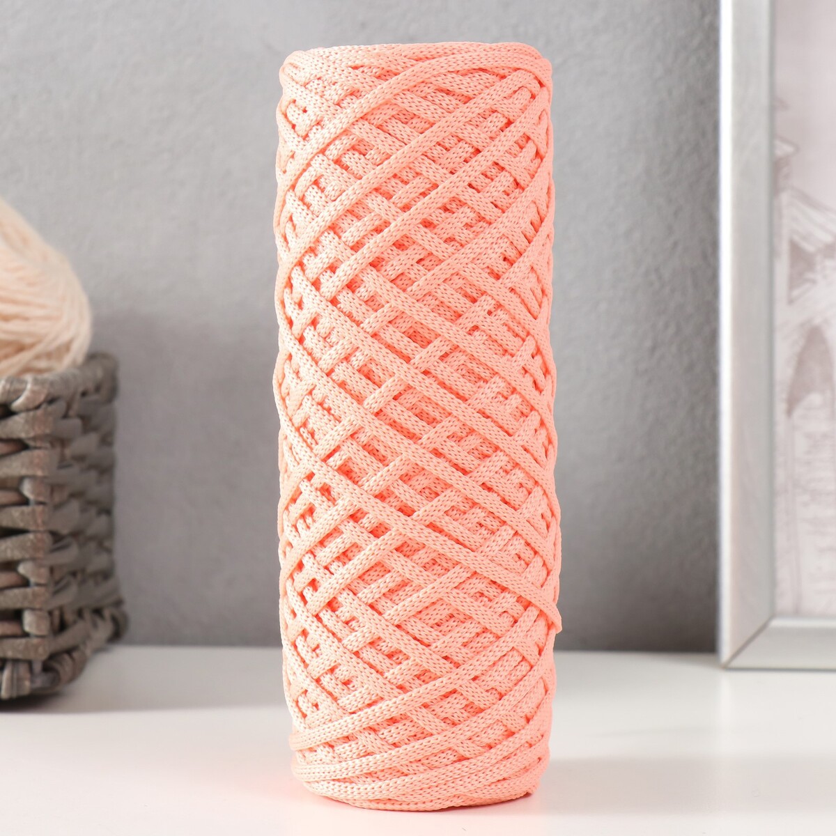 Шнур для вязания 100% полиэфир, ширина 3 мм 100м (розовый) шнур для вязания 80% хлопок 20% полиэстер крученый 3 мм 185г 45м 30 св розовый