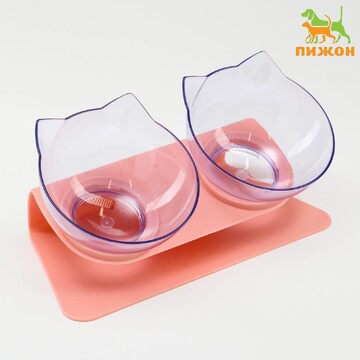 Миски пластиковые на розовой подставке 2