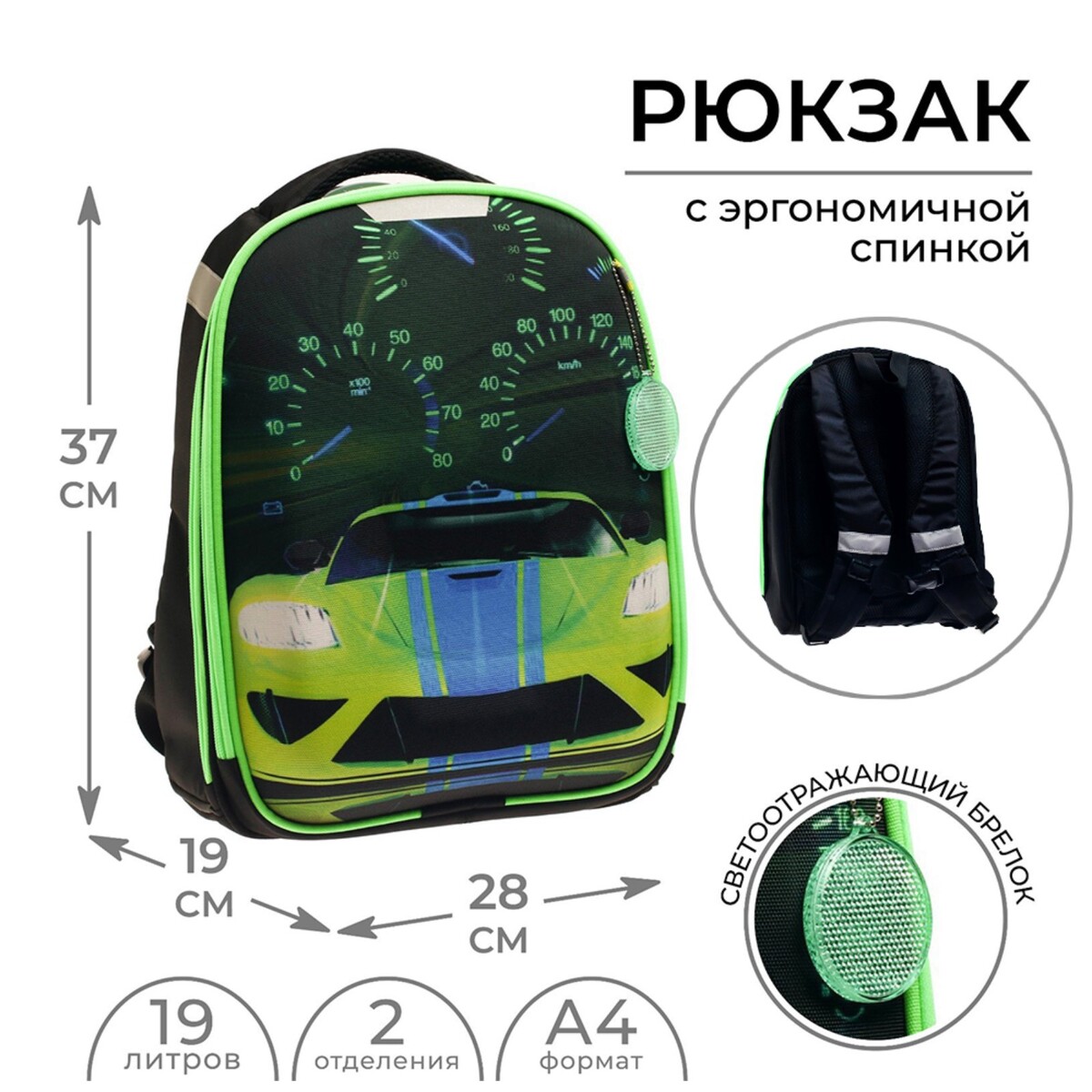 Рюкзак каркасный школьный, 37 х 28 х 19 см, calligrata к ученический рюкзак erichkrause real croco с пластиковым дном 16l