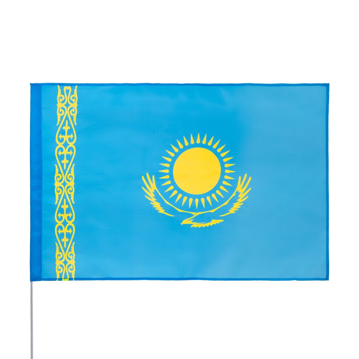 Флаг казахстана, 90 х 135 см, полиэфирный шелк, без древка флаг вдв 90 х 135 см полиэфирный шелк