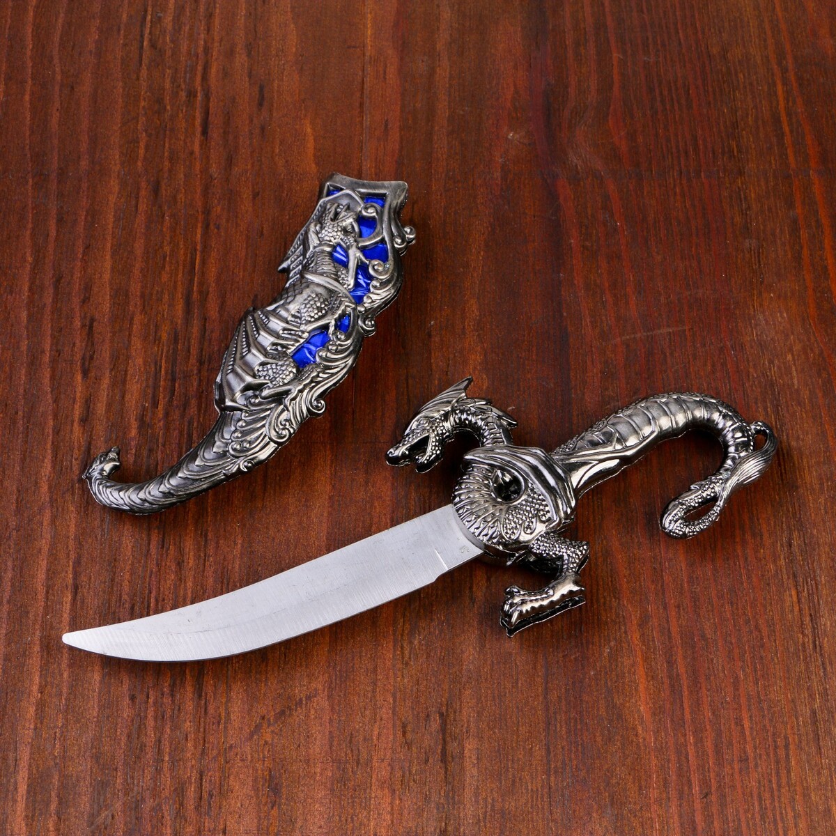 Сувенирный нож, 24,5 см резные ножны, дракон на рукояти часы резные