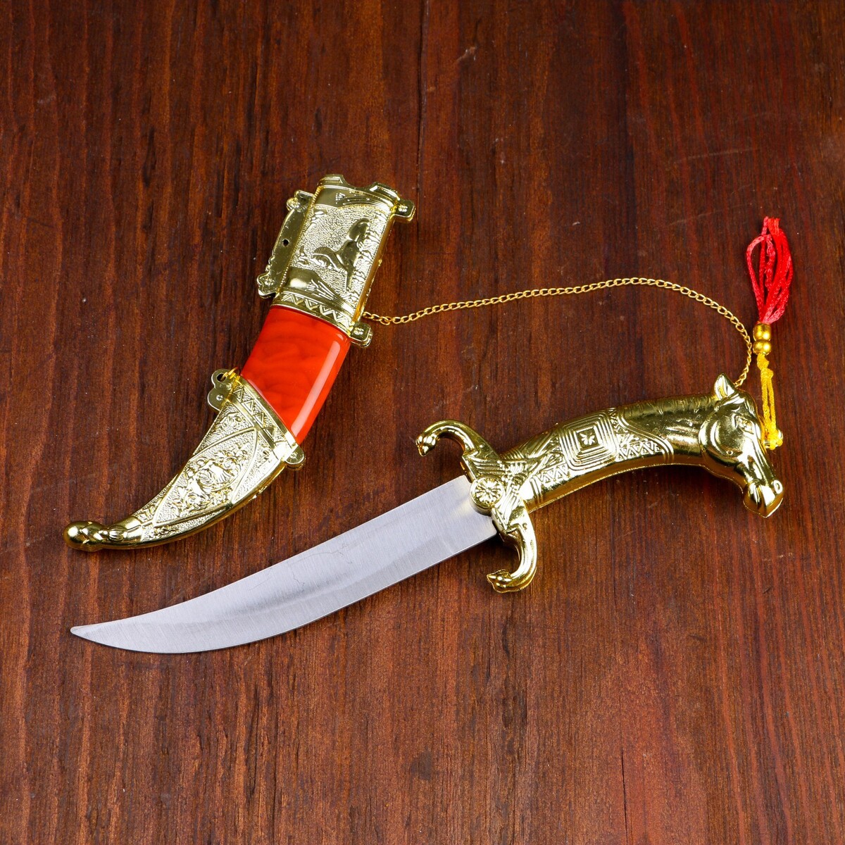 Сув. изделие нож, ножны серебро с красным, клинок 22 см клинок клана