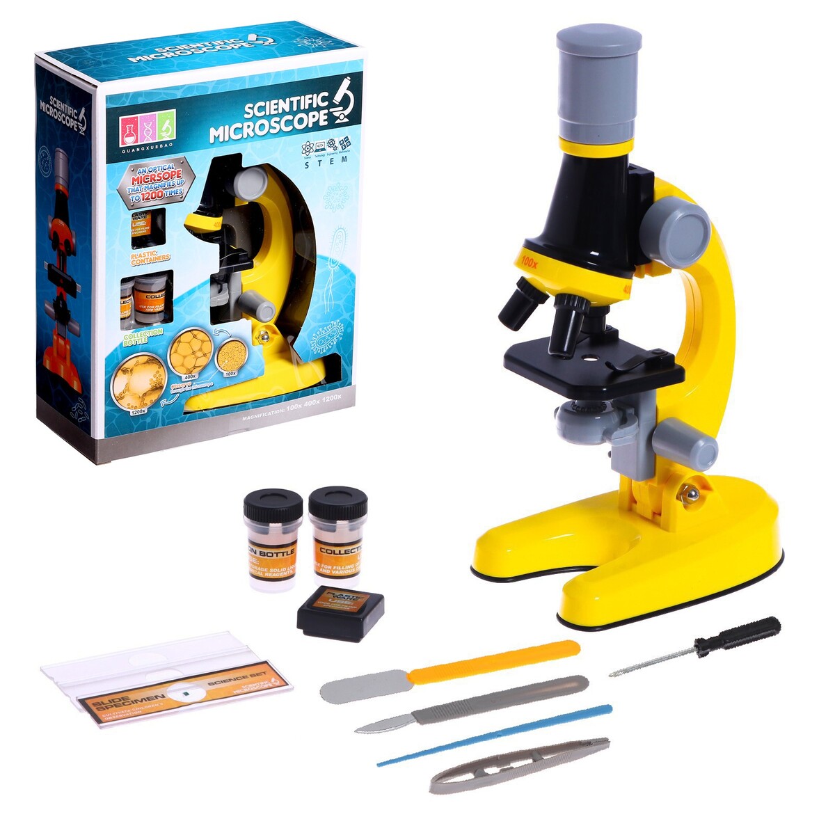Микроскоп детский edu toys микроскоп 100x300x900