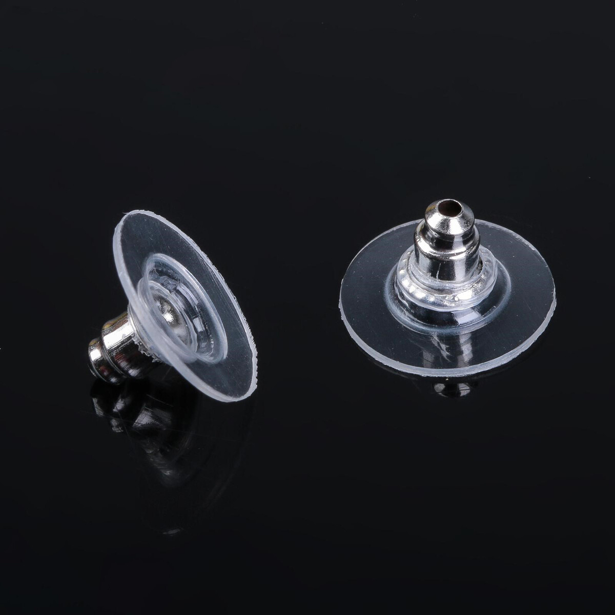 Заглушки силиконовые с металлической втулкой, набор 5 пар, 6×5 мм, d=10 мм, цвет серебро