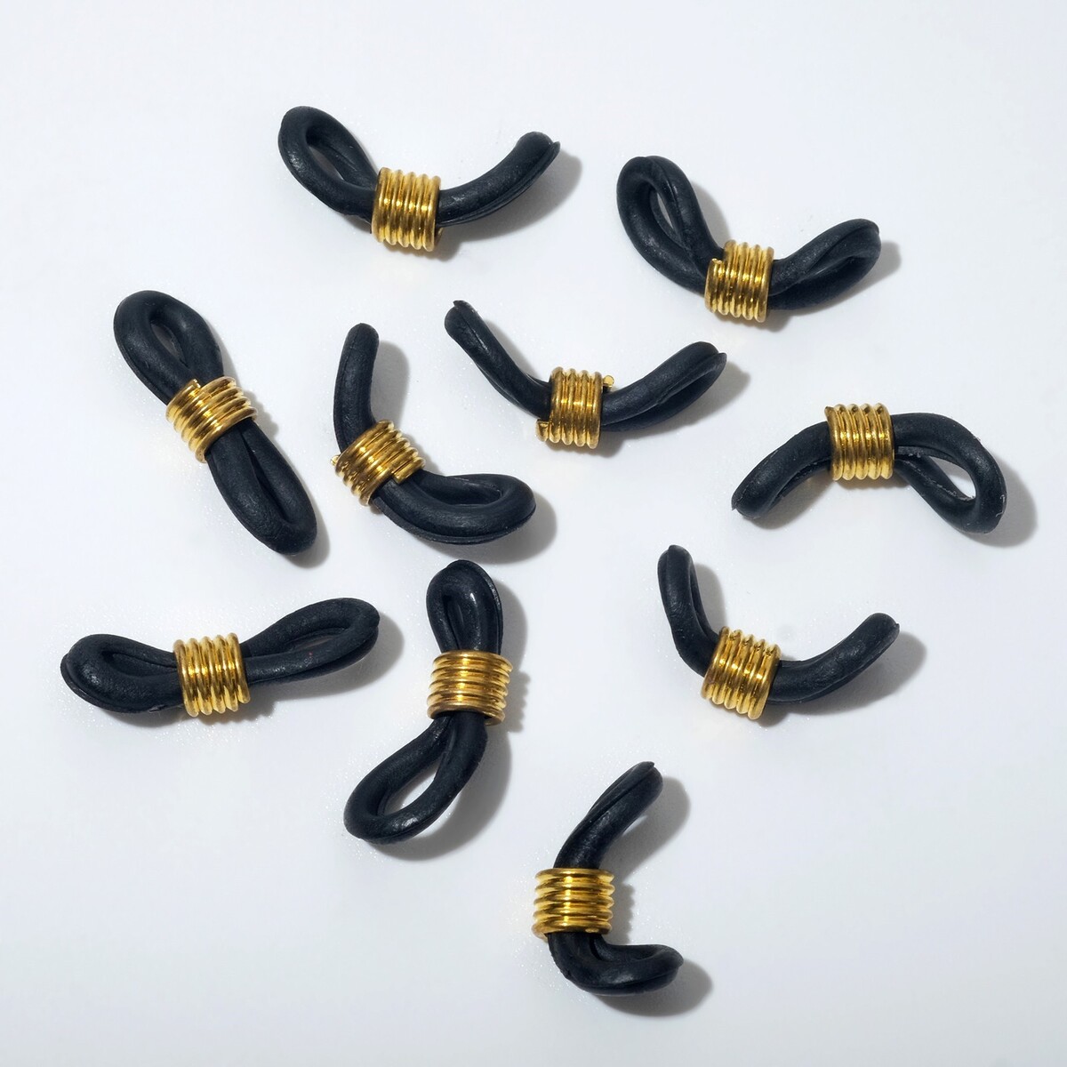 Резинка для цепочек/шнурков для очков (набор 10 шт.), цвет черный в золоте