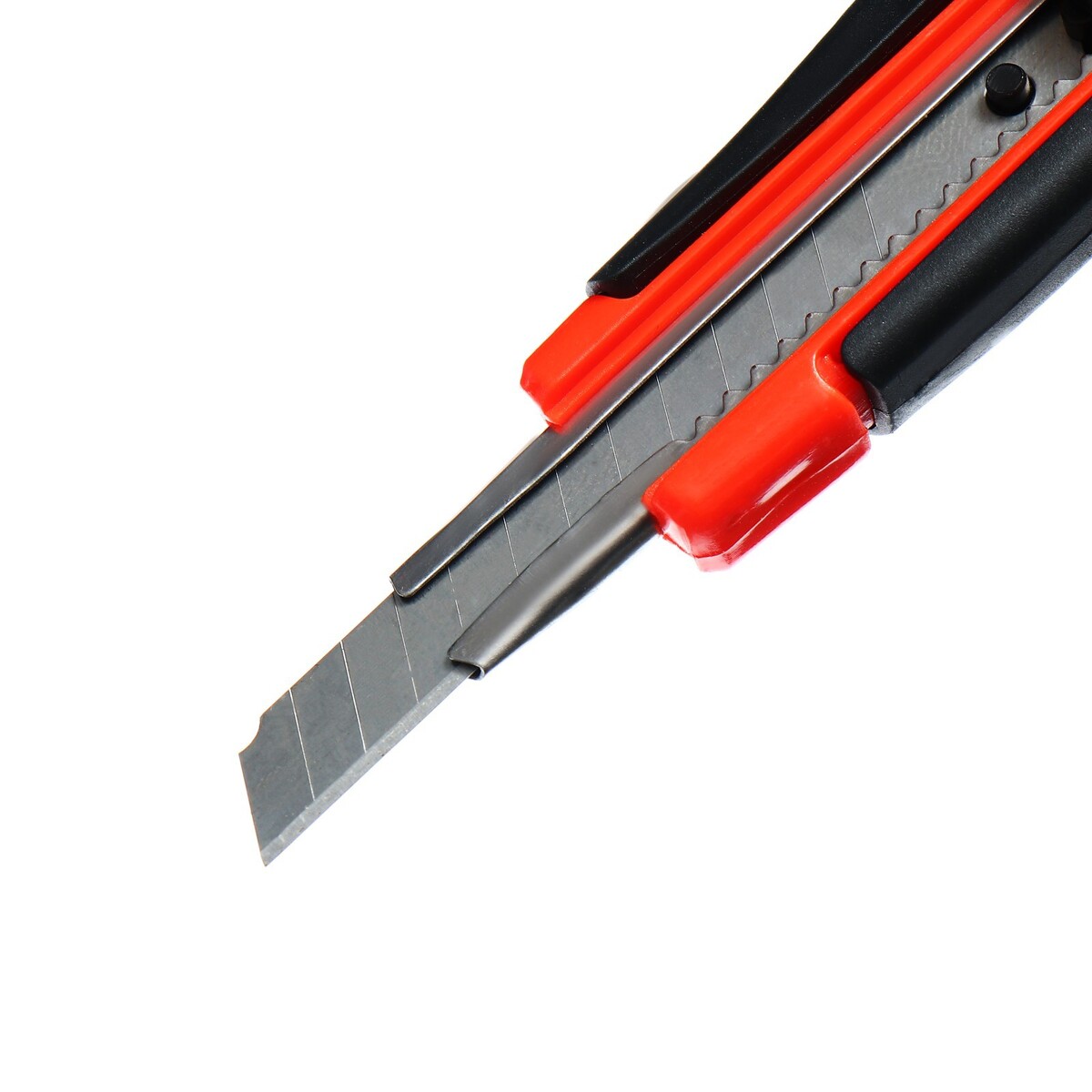 фото Нож канцелярский, лезвие 9 мм, корпус пластик, с резиновым держателем, с металл., направляющей, фиксатор no brand